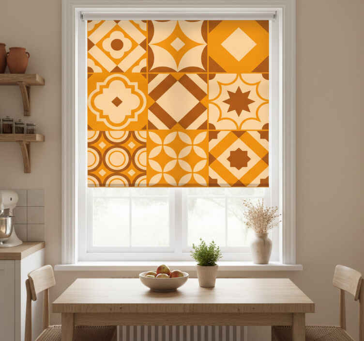 Roller blind for kitchen window rustic tiles - TenStickers