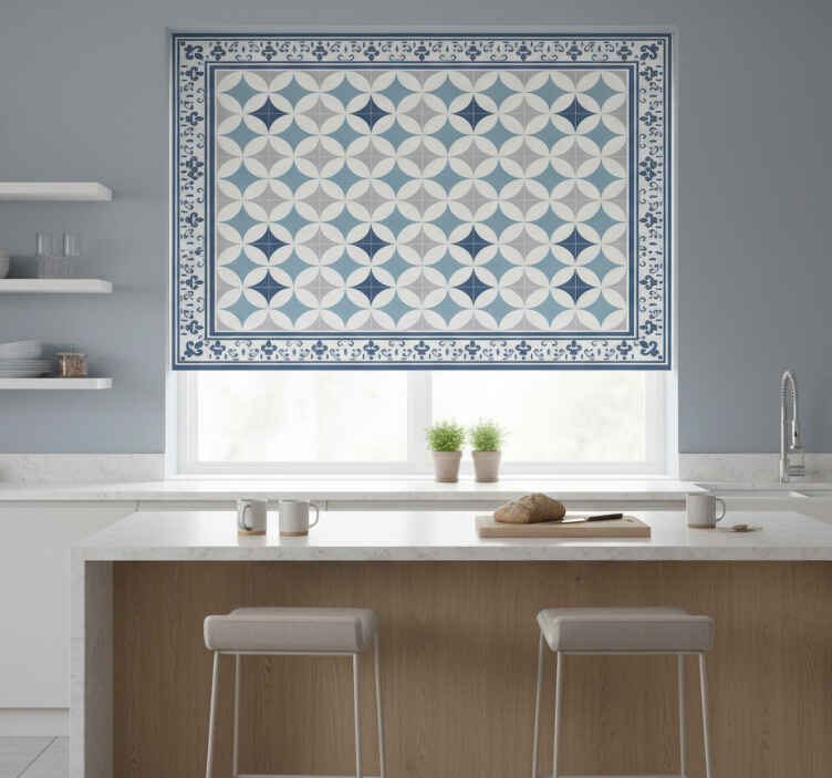 Azure tile roller blind for kitchen window - TenStickers