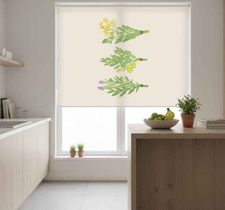 Elegant simple flowers roller blind for kitchen window - TenStickers