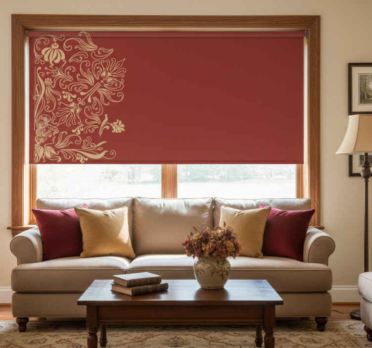 Red roller blind with a vintage touch - TenStickers