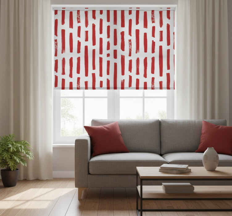 Red roller blind in red and white stripes - TenStickers