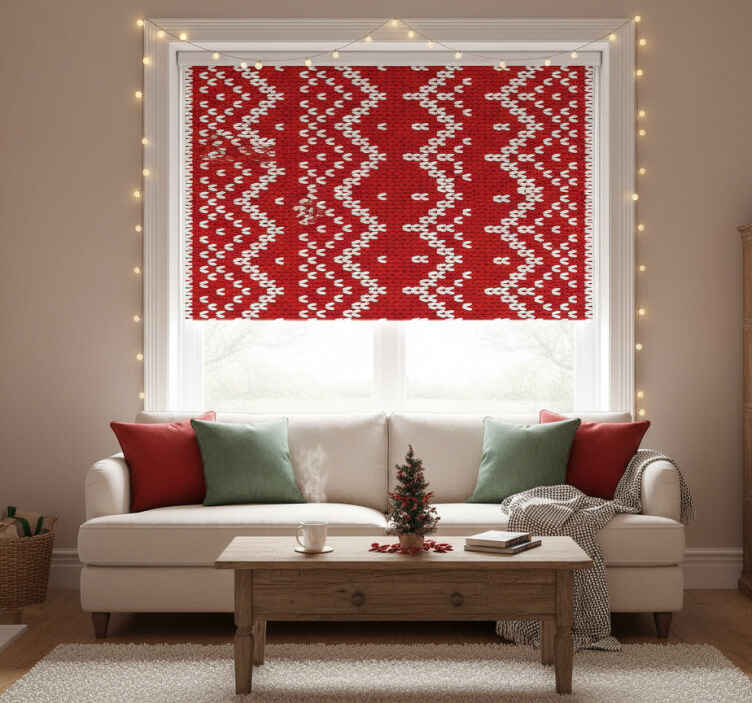 Red roller blind with christmas traditional pattern - TenStickers