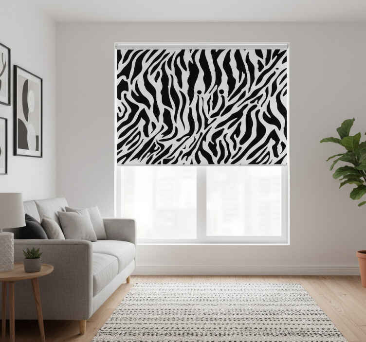 Black roller blind with zebra print design - TenStickers