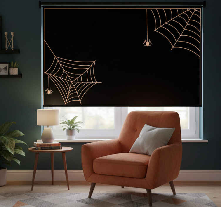 Black roller blind with classic spider web design - TenStickers