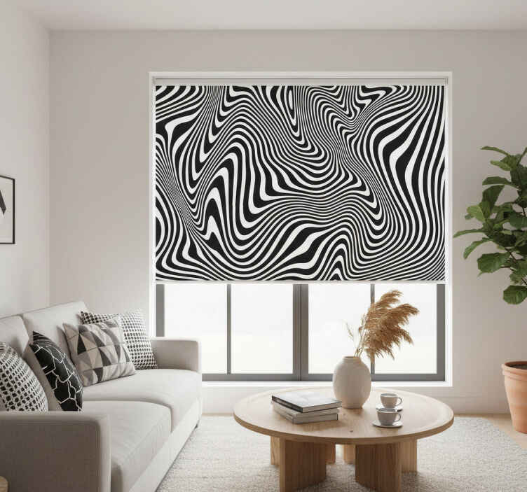 Black roller blind with zebra 3d effect - TenStickers