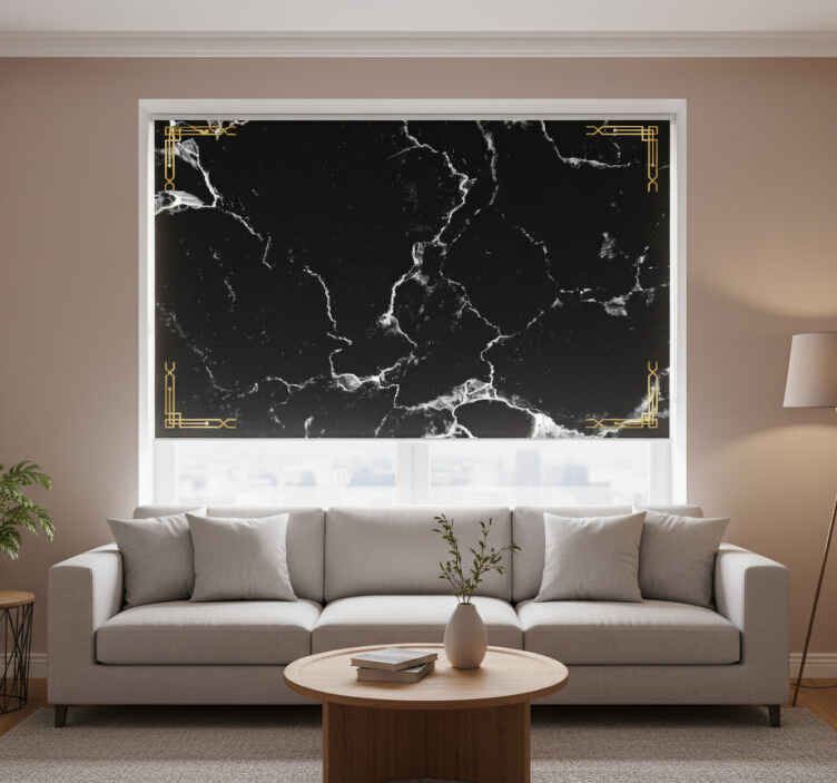 Black roller blind black marble - TenStickers