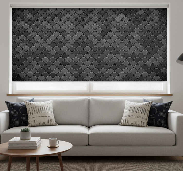 Black roller blind with black scales design - TenStickers