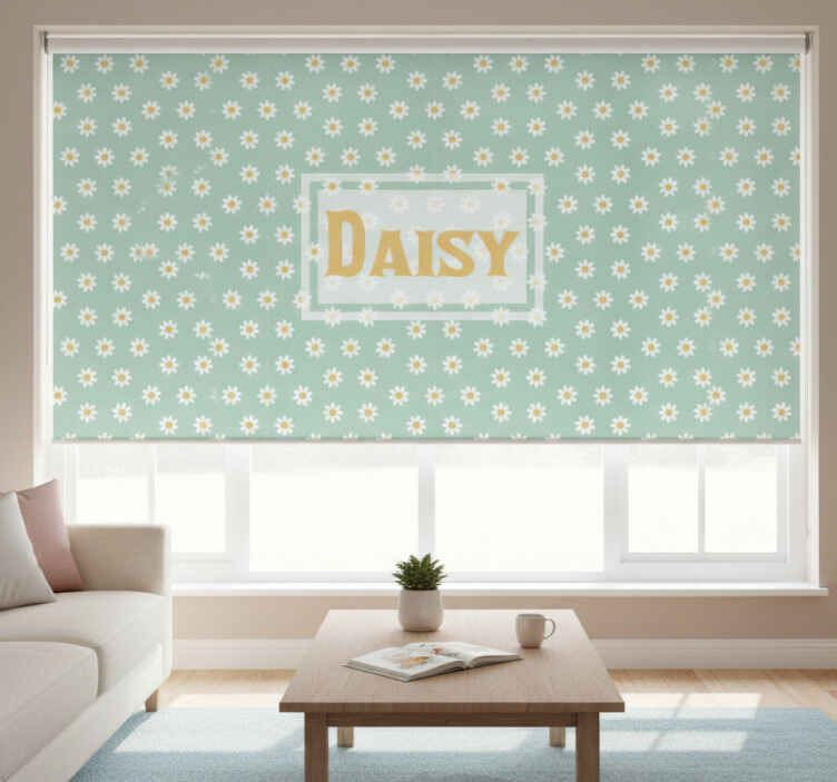Store enrouleur vert motif marguerites enfants - TenStickers