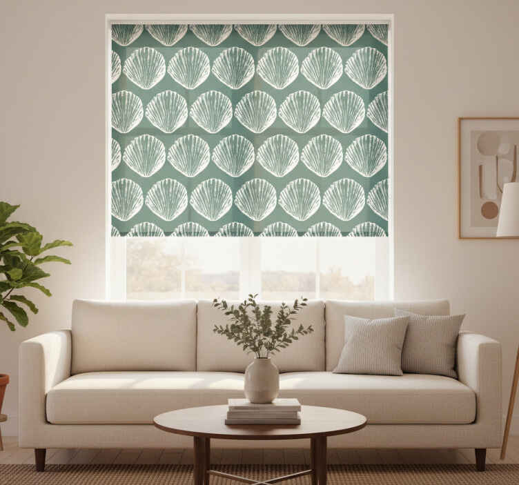Store enrouleur vert motif rétro coquillages - TenStickers