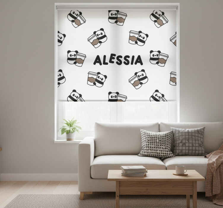 Grey blind pandas with name - TenStickers