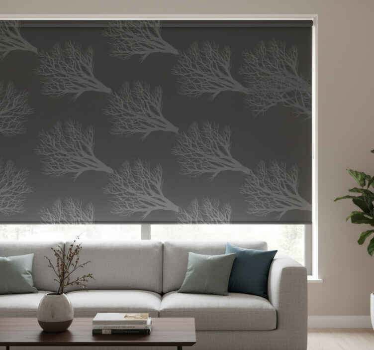Grey blind in elegant gray leaf design - TenStickers