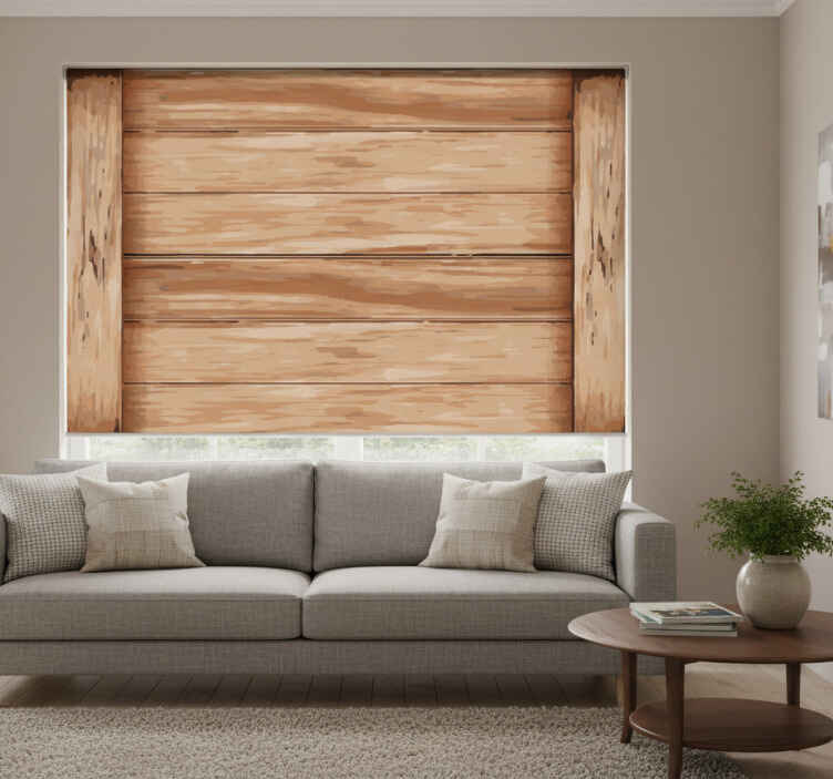 Rollo fenster beige mit modernem holzdesign - TenStickers