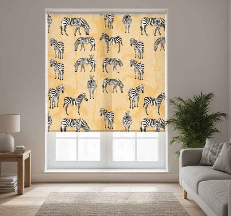 Rollo fenster beige zebra und palmen - TenStickers