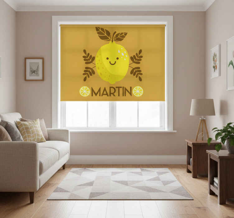 Rollo fenster beige smiling lemons personalisiert - TenStickers