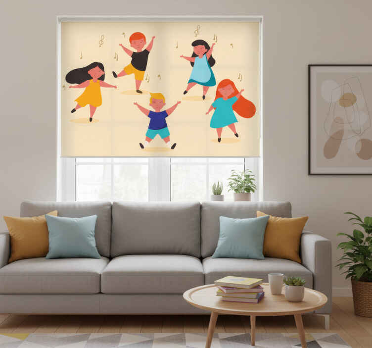 Rollo fenster beige für tanzende kinder - TenStickers