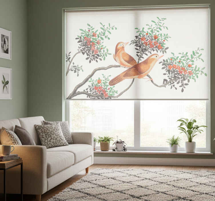 Black roller blind bird on a bench - TenStickers