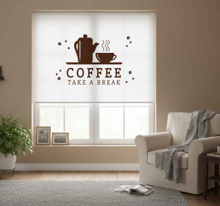 Black roller blind coffee design on white background - TenStickers
