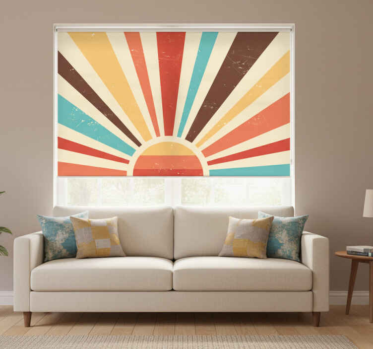 Orange roller blind in abstract vintage sunset - TenStickers