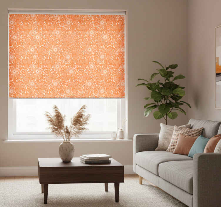 Orange roller blind with paisley flowers design - TenStickers