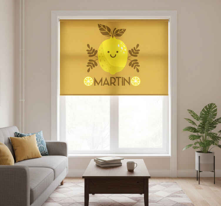 Orange roller blind smiling lemons customizable - TenStickers