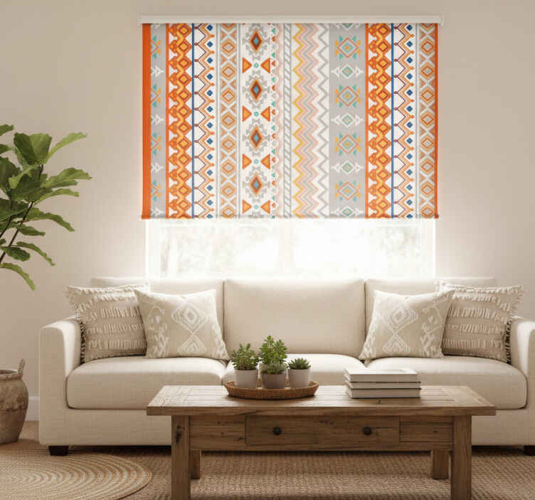 Orange roller blind with bohemian style design - TenStickers