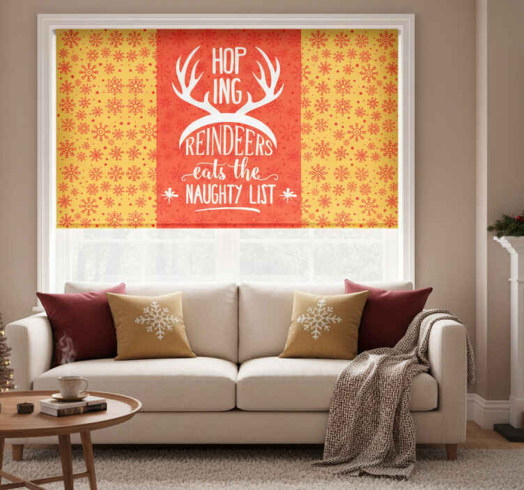 Orange roller blind with christmas snowflakes - TenStickers