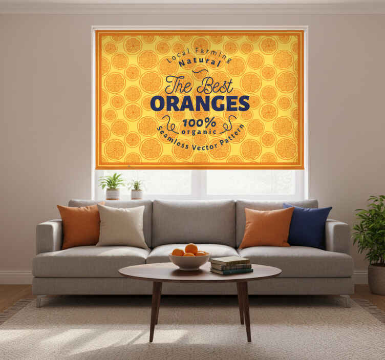 Orange roller blind mantel hand-drawn pattern frame - TenStickers