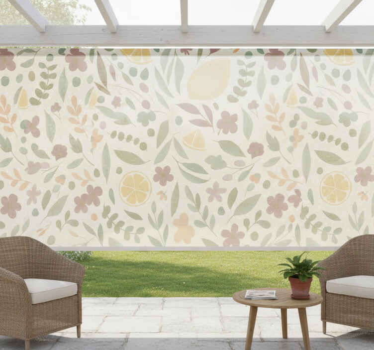 Toile fenêtre extérieur design floral citron - TenStickers