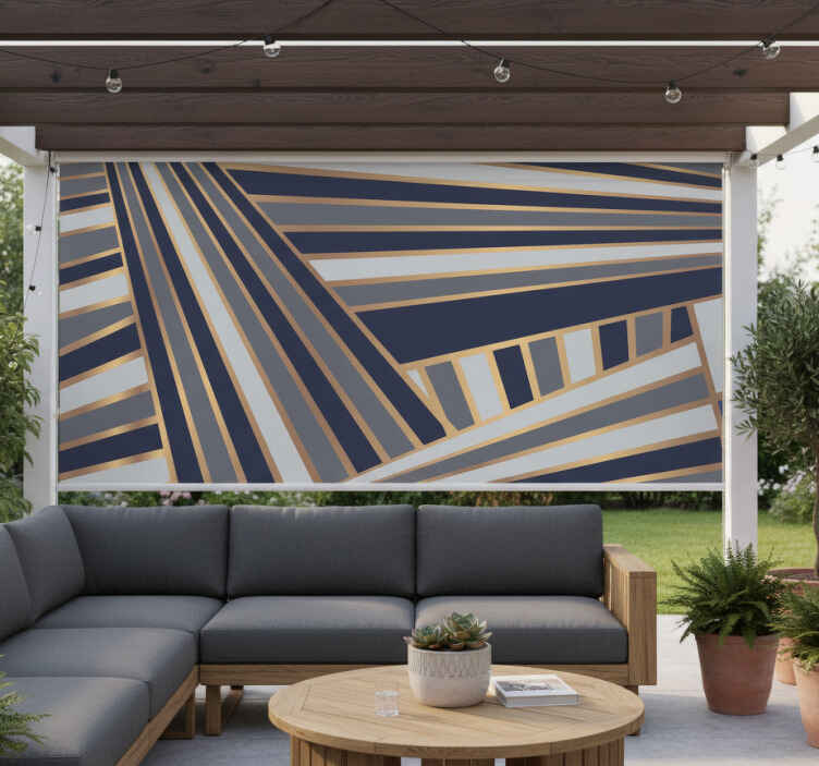 Toile fenêtre extérieur motif lignes contrastées gris - TenStickers