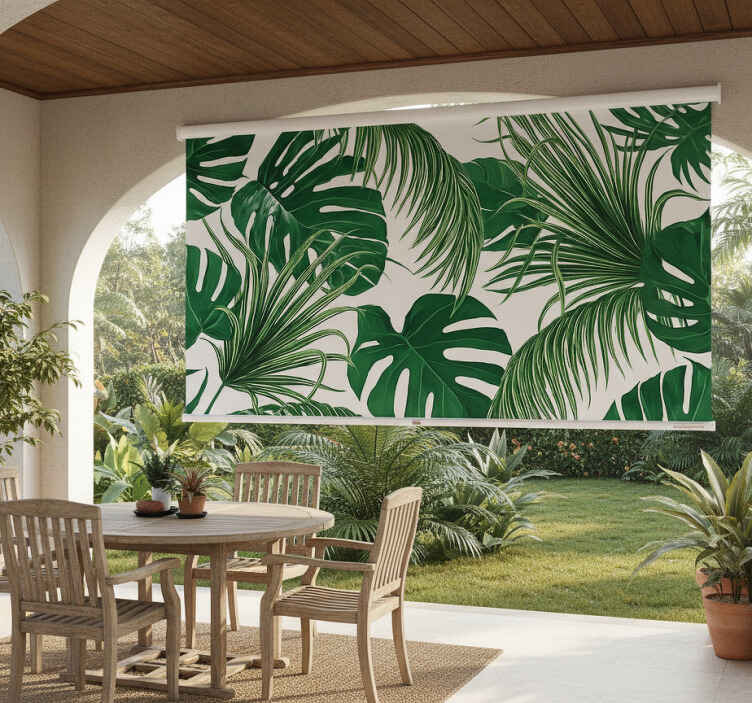 Toile fenêtre extérieur design feuilles tropicales - TenStickers