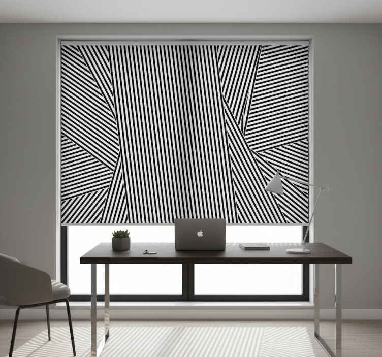 Toile fenêtre bureaux tapis vinyle rayé noir et blanc - TenStickers