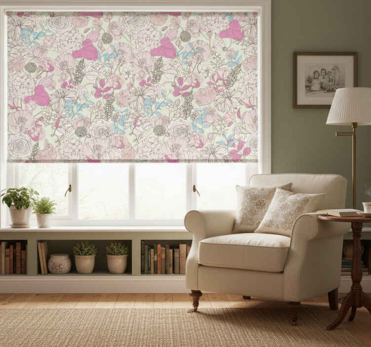 Rollo wohnzimmer im floralen grandmillenial stil - TenStickers