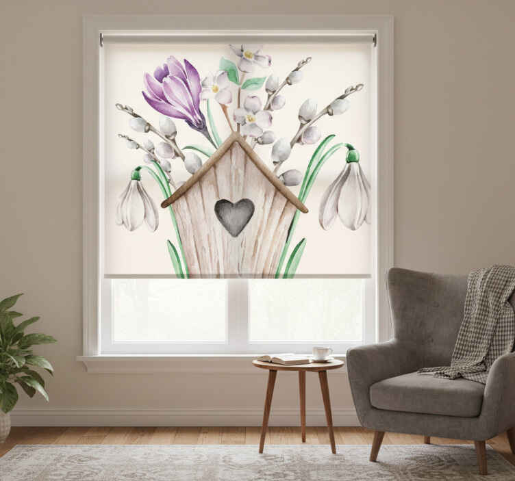 Rollo wohnzimmer mit elegantem schneeglöckchen design - TenStickers