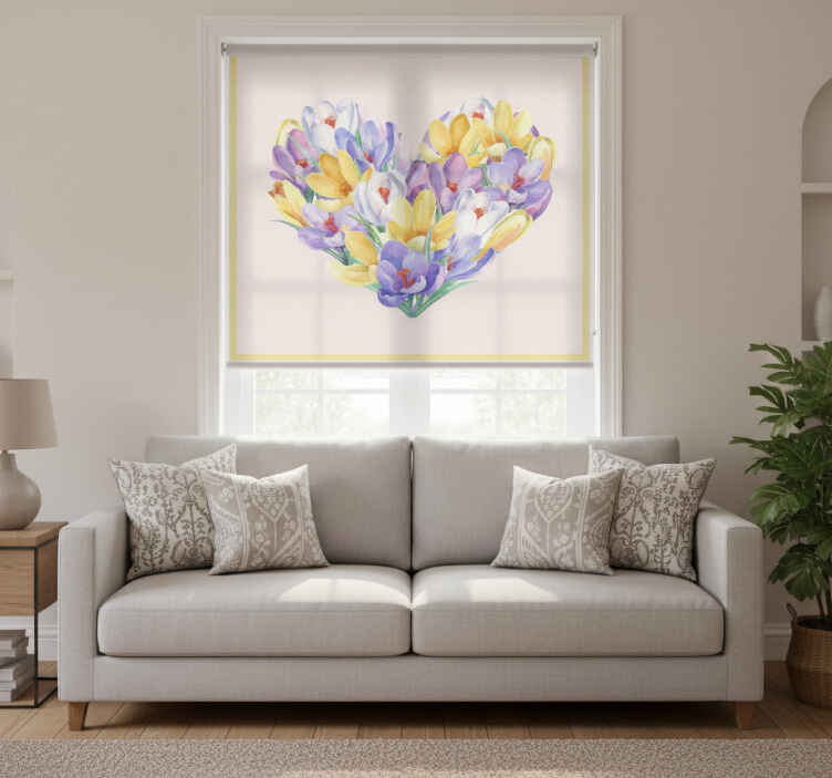 Rollo wohnzimmer mit krokusblüten herzdesign - TenStickers