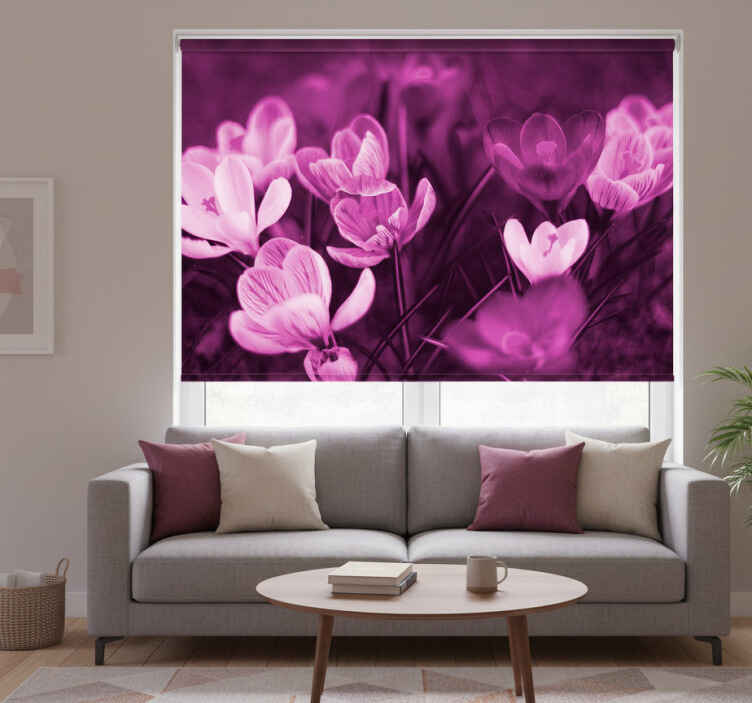 Estor enrollable salón flor de crocus rosa - TenVinilo