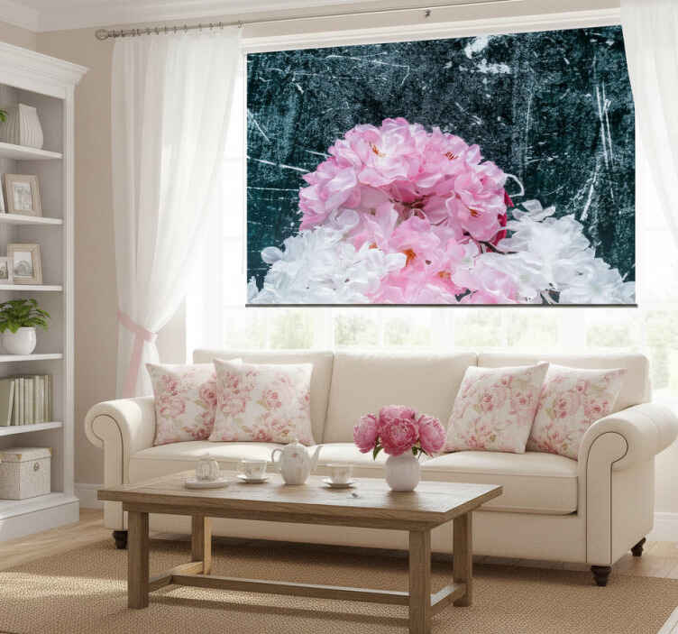Rollo wohnzimmer mit pinkem blumenmuster im shabby chic - TenStickers