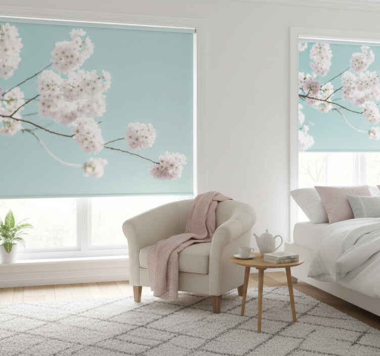 Rulou geam cameră design floral alb elegant și feminin - TenStickers