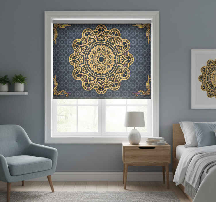 Rulou geam cameră fotomural mandala aurie - TenStickers