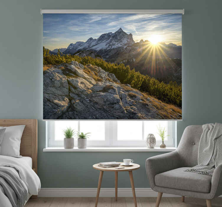 Blind bedroom sunlight sparkling in the mountains - TenStickers