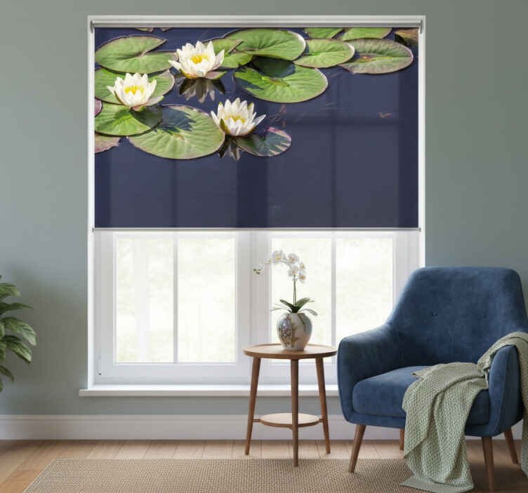 Rulou geam cameră lotus realist în iaz - TenStickers
