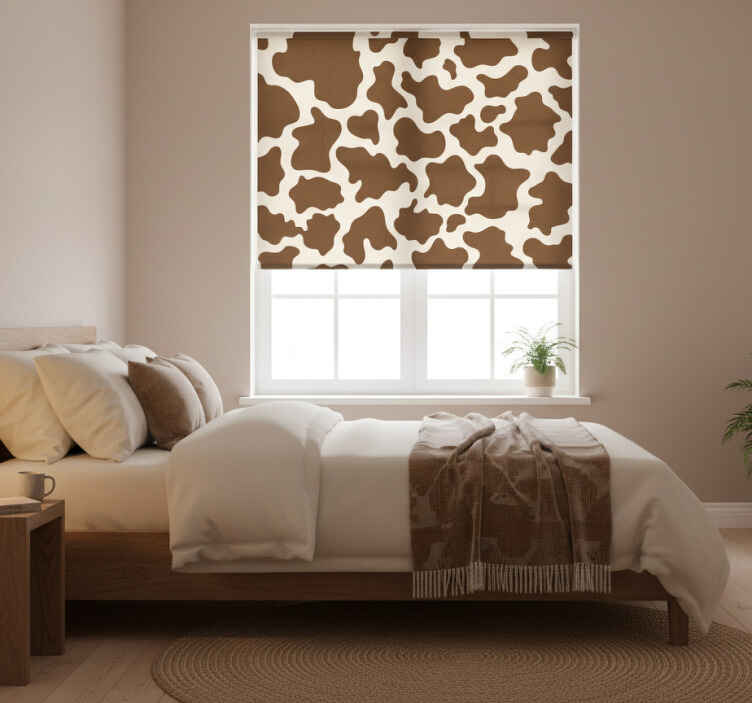Bedroom roller blind brown cow - TenStickers