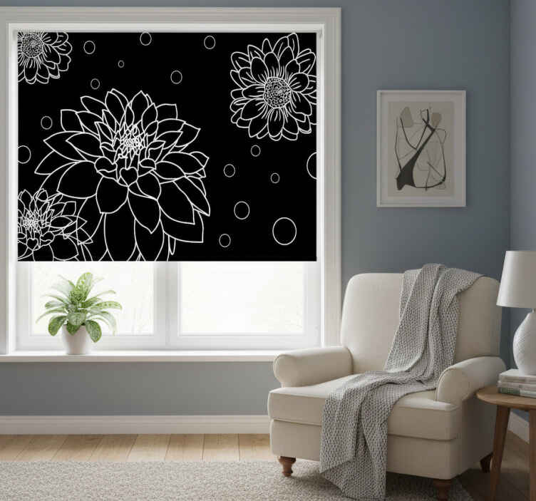 Abstract flowers bedroom roller blind - TenStickers