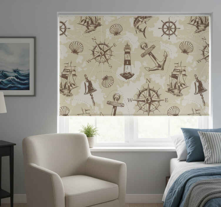 Bedroom roller blind with nautical designs - TenStickers