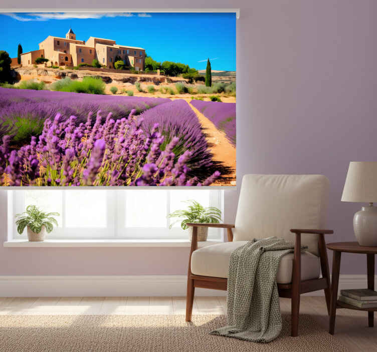Estor enrollable salón campo francés de lavanda - TenVinilo