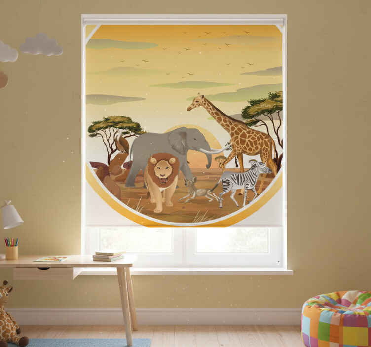 Blind children african animals with plants vinylrugs 2 - TenStickers