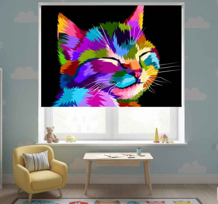 Blind children color cat portrait - TenStickers