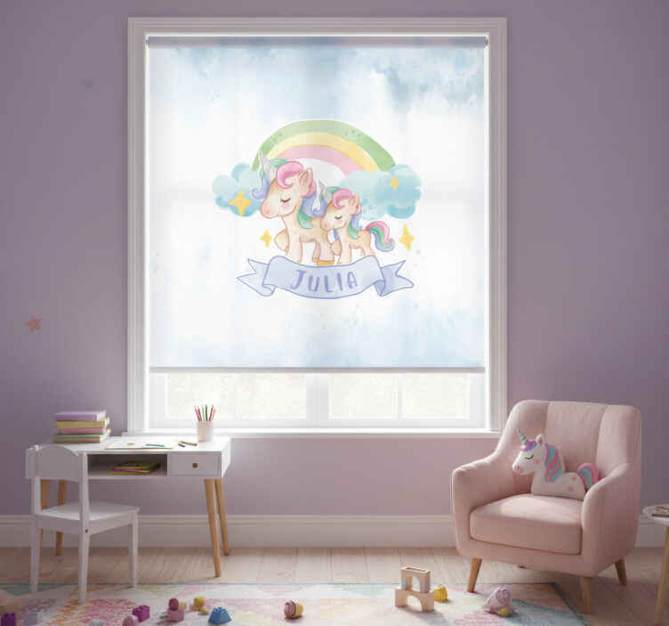 Blind children joyful unicorns across a rainbow - TenStickers