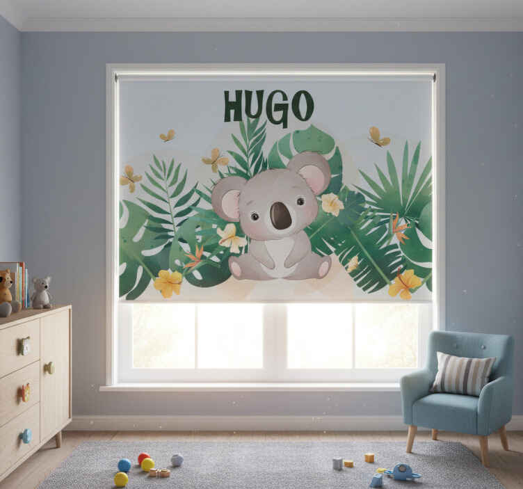 Kids roller blind cute koala for boy with name - TenStickers