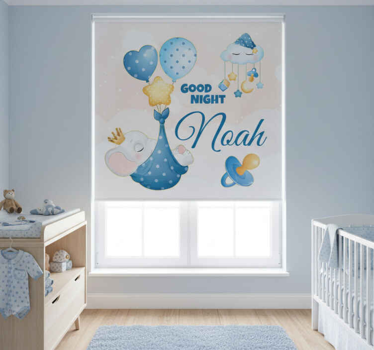 Rollo fenster kinderzimmer niedlicher elefant mit name - TenStickers