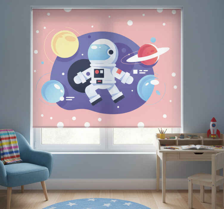 Cortina roller infantil símbolos de astronautas variados - TenVinilo